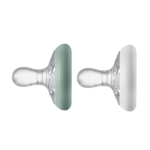 Image of Tommee Tippee Breast-Like Pacifier, Skin-Like Texture, Symmetrical Design, BPA-Free Binkies, 0-6m, 2-Count, Dragonfly/Morning Mist