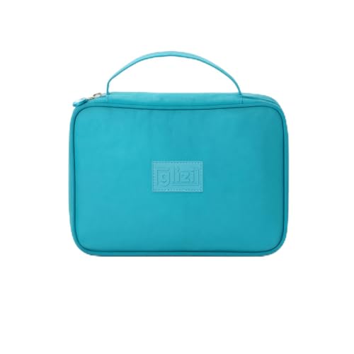 Glizi Estojo Box Escolar para 100 Lápis, com Alça, Necessaire Make, 32 Elásticos (Verde)