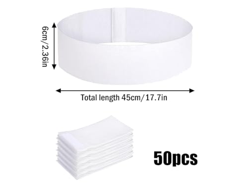 Kellegour 50 Piezas Diademas Desechables de Spa para Mujer,Diademas Faciales Desechables para Spa,Diademas Elásticas Desechables,Cinta Para El Cabello Blanca para Cuidado de Piel,Maquillaje - imagen 2
