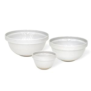 Casafina Ceramic Stoneware Set of 3 Mixing Bowls – Fattoria Collection, White | Microwave & Dishwasher Safe Bakeware | Food Safe Glazing | Restaurant Quality Serveware