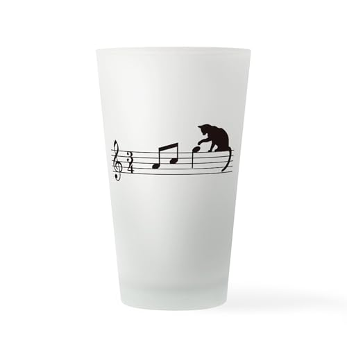 CafePress Cat Toying With Note V.1 Pint Glass, 16 oz. Drinking Glass