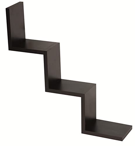 Image of BLUEWUD Aaron Engineered Wood Wall Decor Floating Shelf Display Rack Decorative Hall Decor for Living Room Home Furniture (Wenge)
