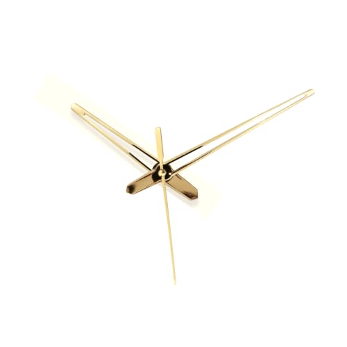 Image of Glossy Gold Metal Clock Hands Replacement Set - Modern Metallic Golden Needles for DIY Wall Clock Making, Resin Art & Crafts (Set of 1) (New 14x16 Gold Small)