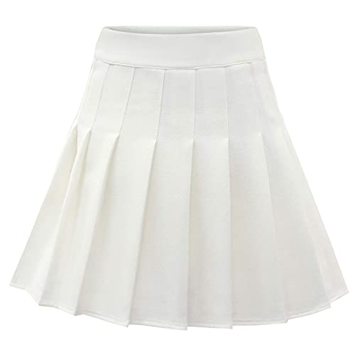 Dressystar Damen Dehnbar Faltenrock Schulmädchen Solide Skater Tennis...