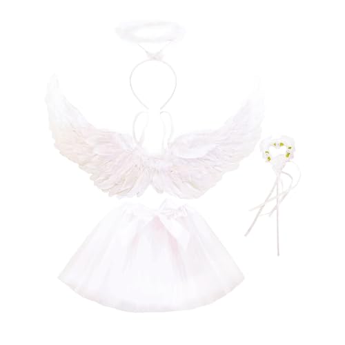 Disfraz completo de ángel con alas y tutú miniatura 1