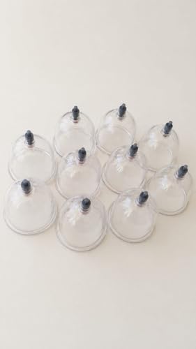Image of Vacuum Cupping Therapy Set - DVESH Cupping Kit for Pain Relief, Muscle Recovery, Body Massage & Blood Circulation - Portable Manual Therapy Cups with Magnetic Heads, Transparent Design (Pack of -10 ,ONLY CUPPING) - SIZE 1