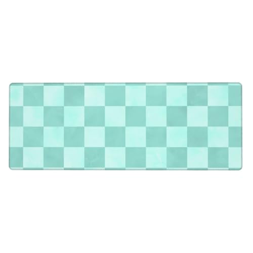 Grand tapis de souris de jeu à carreaux menthe et sous-main de bureau pour clavier PC