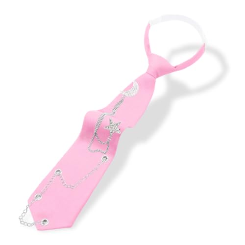 Image of LJBFNN Pre-Tied Ties for Women with Metal Chain, Uniform Shirt Accessory