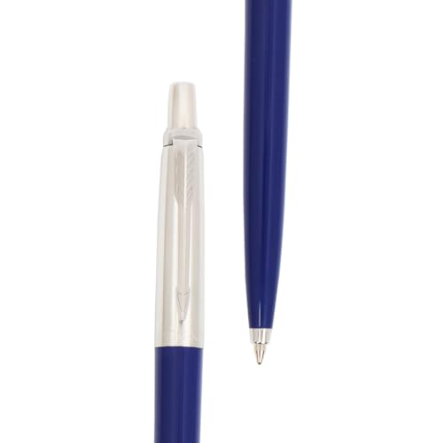 Parker Jotter Standard Chrome Trim Ballpoint Pen | Ink Color Blue | Blue Body Color | Designed for Students, Writers, and Professionals