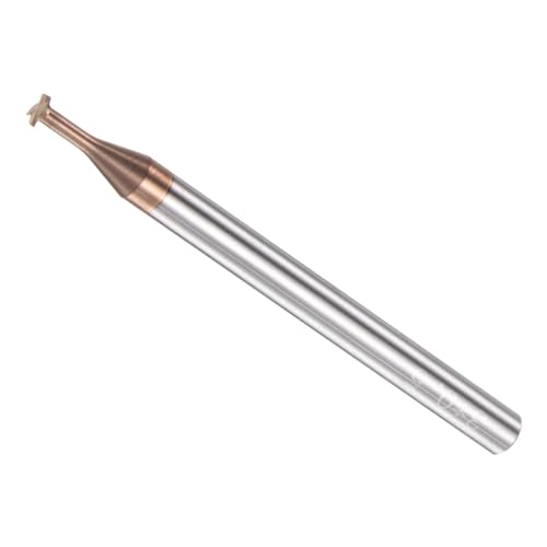 CoCud Lima de Ranura en T 4 Flautas 0.12' Diámetro 0.02' Profundidad Fresas Recto CNC de Carburo Sólido Recubierto de Titanio - (Aplicaciones: para Limado de Acero y Cobre)