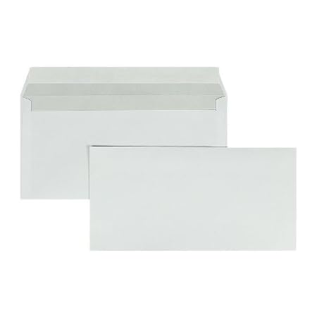 1000 Briefumschläge, DIN Lang, Weiß, 80 g/m², mit gerader Klappe, haftklebend, ohne Fenster, Blanke Briefhüllen