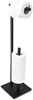 Biubiubiu Toilet Roll Holder Free Standing Black Toilet Paper Stand Storage Tissue Roll Dispenser 3 Paper Rolls, Stainless Steel Anti Rust Toilet Paper Holder Bathroom Accessories (Square Base)