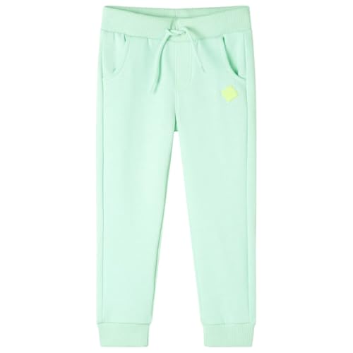 vidaXL Pantalones de Chándal Infantiles Ropa de Niños Deportiva Verde Brillante 116