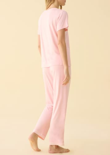Latuza Women's V-neck Short Sleeves Pajama Set XL Pink