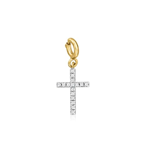 Ross-Simons 0.10 ct. t.w. Diamond Cross Charm in 18kt Gold Over Sterling