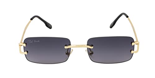 Image of Ted Smith Mens Womens Polycarbonate Uv Protection Metal Rectangular Sunglasses