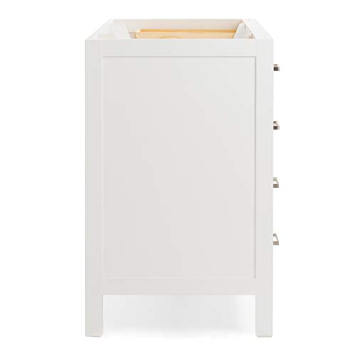 Ariel 54" Inch White Bathroom Vanity Base Cabinet With Single Sink Configuration | 2 Soft Closing Doors And 9 Full Extension Dovetail Drawers | Satin Nickel Hardware | 54" X 21.5" X 34.5" #TOP7