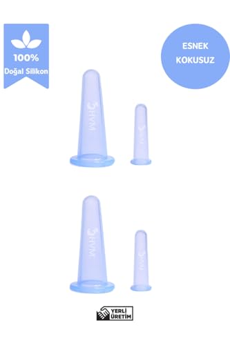Mavi 4'lü silikon vakumlu Facial Cupping yüz masaj kupası