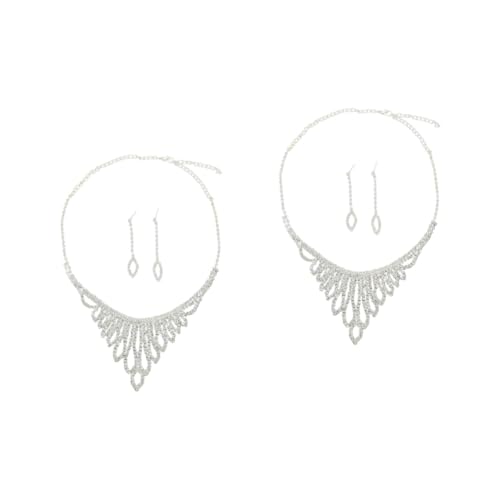 Conjunto de joyería para novia con collar y pendientes de aleación y cristales brillantes