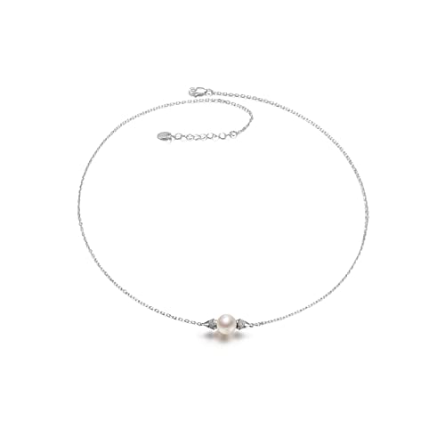 Collier perles d'eau douce anti-allergie, chaîne ronde argent 925 inoxydable