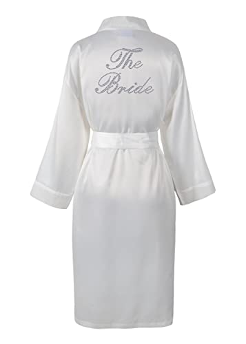 Albornoz de satén y estrás, personalizable, para el día de la boda, kimono para la novia, de Varsany naturaleza can fit between 10 - 18