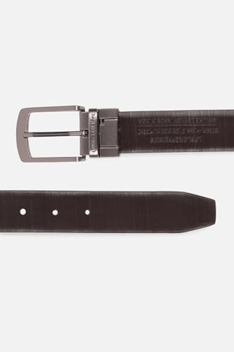 Image of Louis Philippe Men's 100% Italian Leather Brush Nickel Buckle Formal Reversible Belt