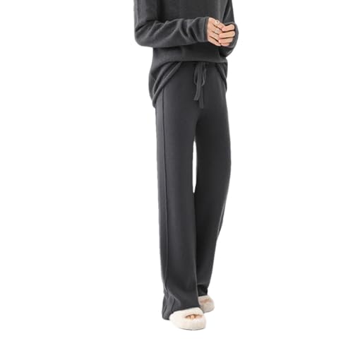 Zadaos Women 100% Merino Wool Pants Thickened Wide Leg Pants Soft Knitwear Side Double Line
