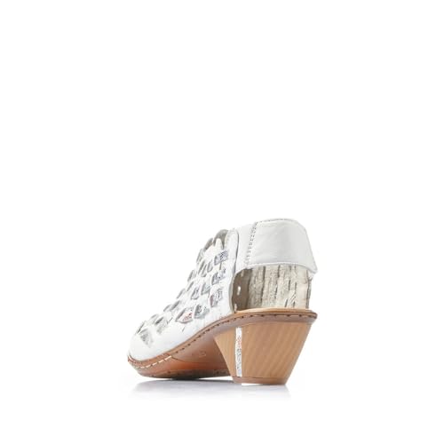 Image of Rieker 46778 Sina Women's Heels - Sling-Backs, Leather Upper, Hand-Woven Design, Anti-Stress Comfort, Flexible Sole, Secure Fit, and Timeless Everyday Style