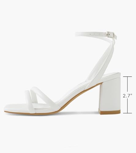 Image of Shoe'N Tale Strappy Heels for Women Square Toe Chunky Block Heels Ankle Buckle Heeled Sandals