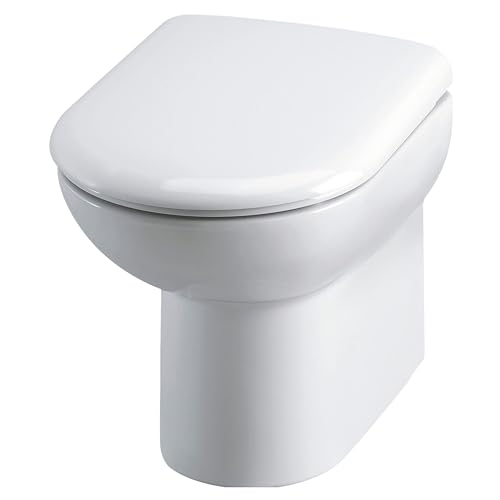 Image of Balterley D Shape Back to Wall Toilet Pan, Back to Wall Toilet Unit, Space Saving Toilets for Bathroom, Easy to Clean BTW Toilets for Bathrooms - 375mm x 535mm x 390mm (White)