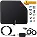 2018 Upgraded Version HDTV Antenna, HD Digital Indoor TV Antenna, 60-120 Miles Long Range with Amplifier Signal Booster for 1080P 4K Free TV Channels, Amplified 16ft Coax Cable