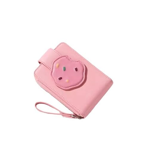 Women's Credit Card Holder with Cute Pink Leather Small Wallet RFID Zipper Coin Purse