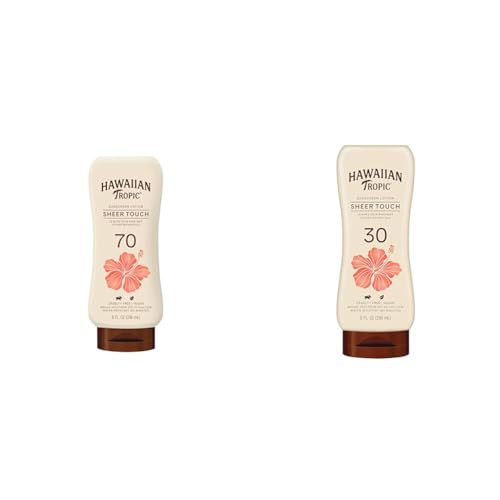 Hawaiian Tropic Sheer Touch Ultra Radiance Sunscreen Lotions SPF 70 and SPF 30, 8oz Each | Sunscreen Bundle