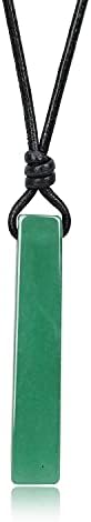 COAI Leather Cord Simple Bar Stone Pendant Necklace
