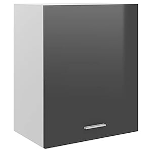 Mogou Hängeschrank, Küchenhängeschränke, Küchenschrank Hängend, Wall Cabinet, Oberschrank, Wandschrank Küche, Hochglanz-Grau 50x31x60 cm Spanplatte