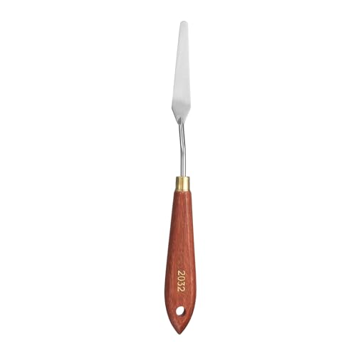 QUARKZMAN Coltello Pittura a Spatola Strumento Pittura 7cm x 1.5cm Lama Acciaio Inox a Forma di Lacrima Lunghezza Totale 22cm Coltelli da Tavolozza con Foro Manico Legno Faggio Rosso/Argento