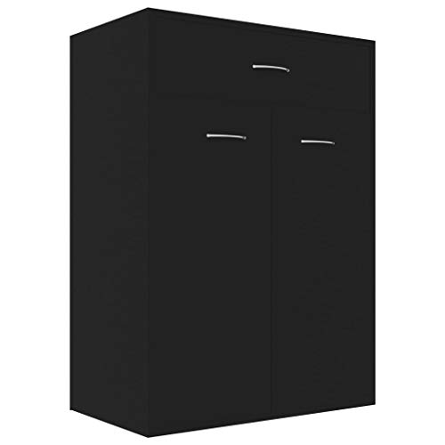 vidaXL Mueble Zapatero Armario Estante Estantería para Zapatos Recibidor Perchero Entrada Pasillo Salón Habitación de Madera Contrachapada Negro