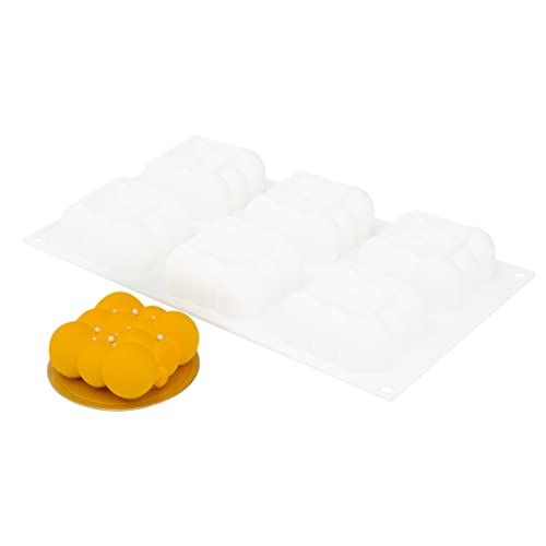 Restaurantware Pastry Tek 6 Cavity Cloud Molds, 10 Oven-Ready Bubble Cake Molds - Flexible, Freezable, White Silicone, Easy Release, For Baking
