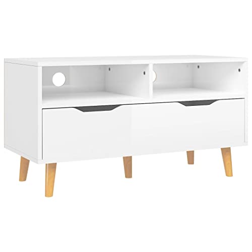 vidaXL Scandinavian Style TV Stand - High Gloss White, Modern
