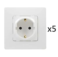 LEGRAND Packung mit 5 Steckdosen oder Steckdosen, 2P+T, 16 A, 230 V, Serie Niloé Monoblock, kompletter Mechanismus mit Rahmen, Weiß, 396430 – Ansicht 2