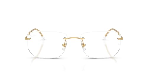Ray-Ban RX3768V Rectangular Prescription Eyewear Frames, Gold/Demo Lens, 56 mm
