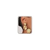 Chriscoco 925 Sterling Silver Dangle Earrings for Women Hypoallergenic 14K Gold Plated Statement Earrings Chunky Hammered Dangle Earring Lightweight Drop Earring Gold Jewellery