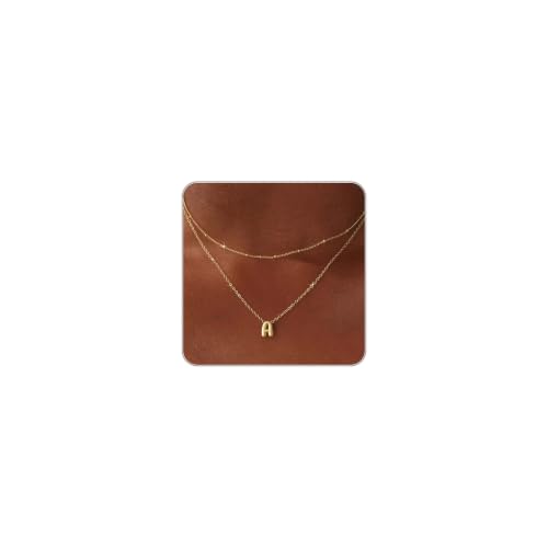 Thaivor Initial Necklaces for Women 14K Gold Plated Bubble Letter Necklace Layered Dainty Cute...