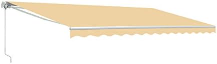 ALEKO Automatic Retractable Patio Awning| 20' W x 10' L Motorized Crank Deck Canopy| White Frame, Polyester Water Resistant| UV Protection Sun Shade| Ivory