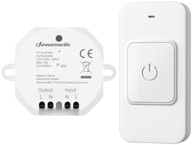 DEWENWILS Funkschalter 230 V mit magnetischer Fernbedienung, erweiterbar | Kabellos, Reichweite bis 30 m, Ein-Tasten-Funklichtschalter für Lampen und Ventilatoren bis 2300 W, 1 Sen
