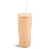 Manna Ranger Double-wall Insulated Stainless Steel Tumbler with Leak-proof Smart Seal Lid and Reusable Tritan Straw - 24 Oz - Sand