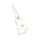Indiana State necklace Personalized Indiana sterling silver Name Engrave necklace with heart comes w