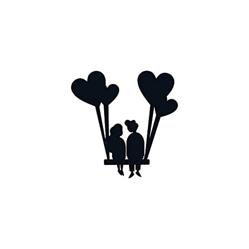 Image of eCraftIndia Young Loving Couple with Hearts Balloons Wooden Cutout Wall Decor for Living Room Bedroom | Valentine Gift for Girlfriend Boyfriend Husband Wife Her Him | Valentine Day Decoration Items