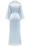 BABEYOND Damski szlafrok kimono, satynowy, kimono, szlafrok, długi, czysty kolor, kimono, dla druhny, szlafrok kąpielowy z koronkowym wykończeniem na bieliznę nocną, dla dziewczyny, na imprezę,