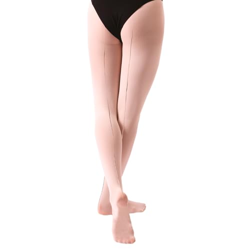 Image of High Performance SEAMED Footed Tights for Dance/Ballet - Kids and Adults - Pink (M)